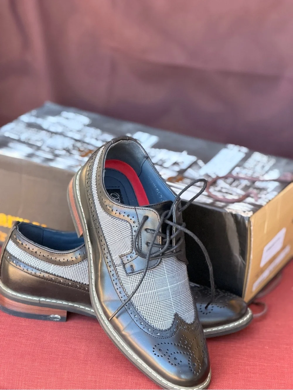 Titan Black and Gray Wingtip Brogue Oxfords